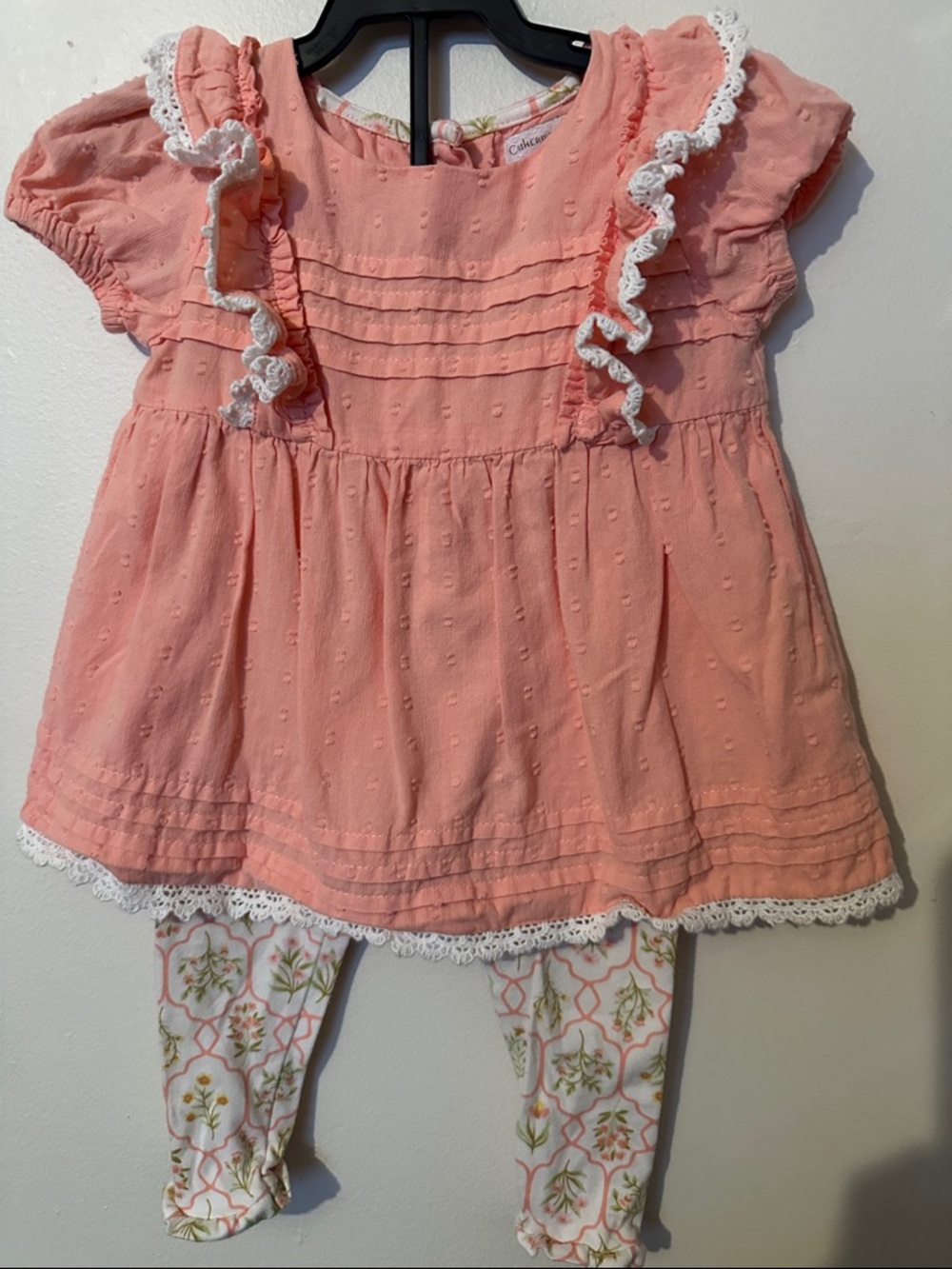 Catherines Coral Ruffle Dot Baby Dress